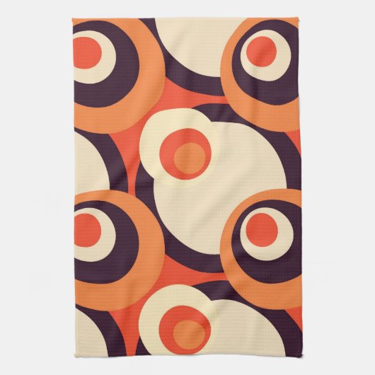 Retro Oranje en bruine vijvers Abstracte kunst Theedoek (Verticaal)