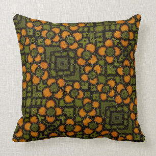 Retro Oranje en Green Floral Pattern Kussen