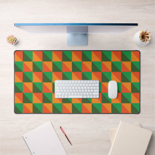 Retro Oranje en Groen Geometrisch Abstract Patroon Bureaumat