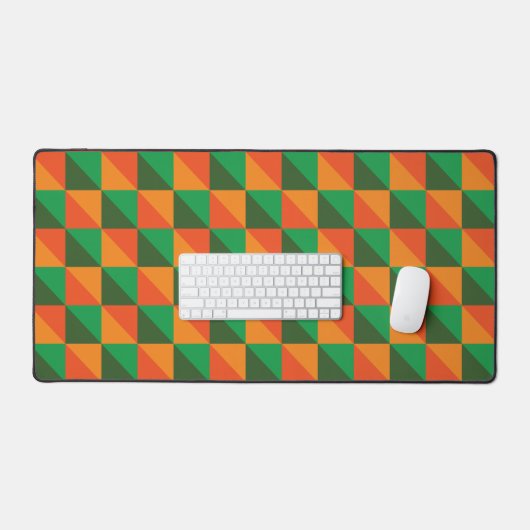 Retro Oranje en groene geometrische Abstracte Patr Bureaumat (Keyboard & Muis)
