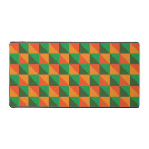 Retro Oranje en groene geometrische Abstracte Patr