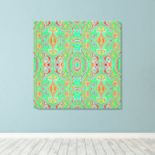 Retro Oranje en Lime Green Abstract Patroon Canvas Afdruk (Insitu (Houten vloer))