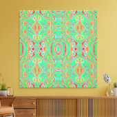 Retro Oranje en Lime Green Abstract Patroon Canvas Afdruk (Insitu (Woonkamer))