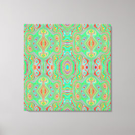 Retro Oranje en Lime Green Abstract Patroon Canvas Afdruk