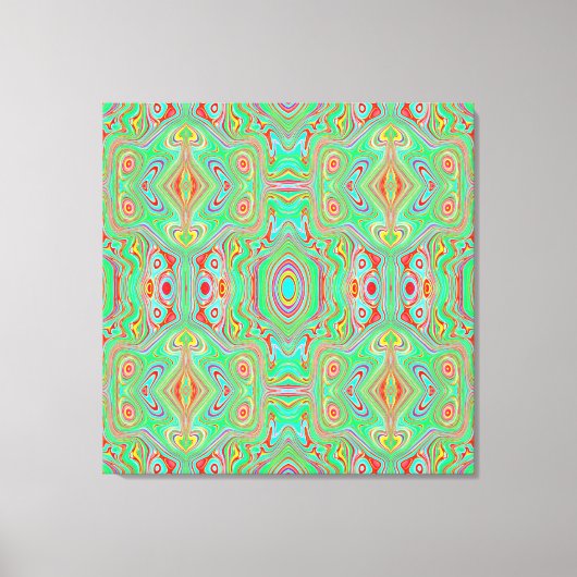Retro Oranje en Lime Green Abstract Patroon Canvas Afdruk (Voorkant)