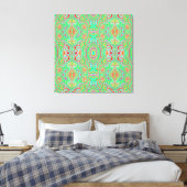 Retro Oranje en Lime Green Abstract Patroon Canvas Afdruk (Insitu (Slaapkamer))