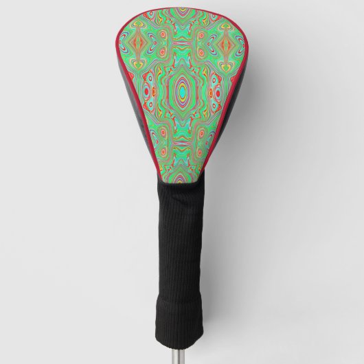 Retro Oranje en Lime Green Abstract Patroon Golfheadcover (Voorkant)