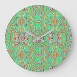 Retro Oranje en Lime Green Abstract Patroon Grote Klok