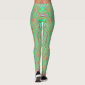 Retro Oranje en Lime Green Abstract Patroon Leggings (Achterkant)