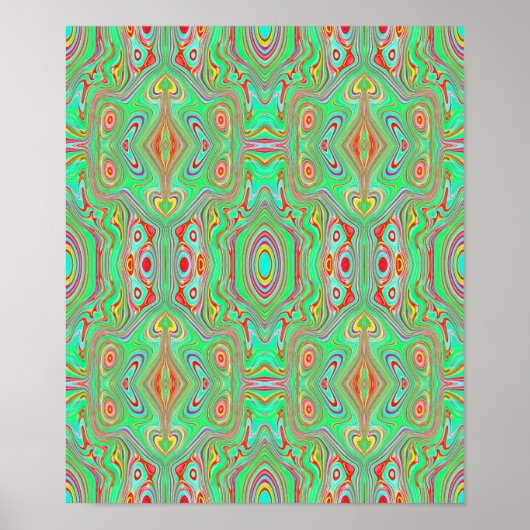 Retro Oranje en Lime Green Abstract Patroon Poster (Voorkant)