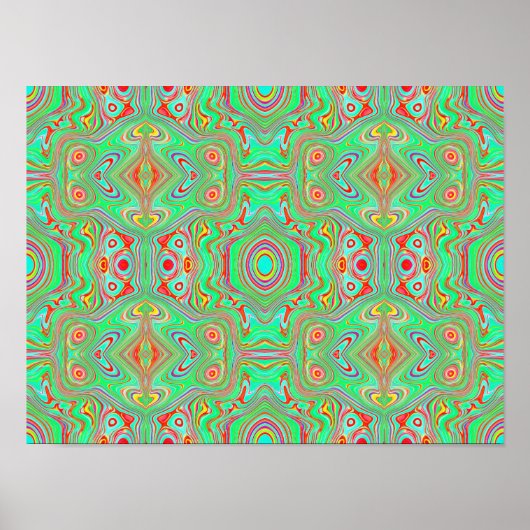 Retro Oranje en Lime Green Abstract Patroon Poster (Voorkant)