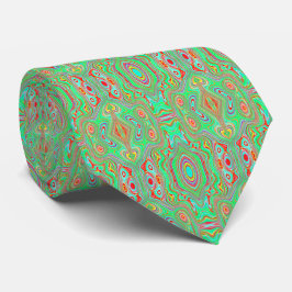 Retro Oranje en Lime Green Abstract Patroon Stropdas
