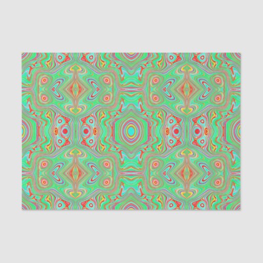 Retro Oranje en Lime Green Abstract Patroon Tissuepapier (Voorkant)