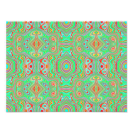 Retro Oranje en Lime Groen Abstract Patroon Foto Afdruk