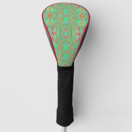 Retro Oranje en Lime Groen Abstract Patroon Golfheadcover