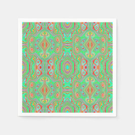 Retro Oranje en Lime Groen Abstract Patroon Servet