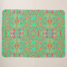 Retro Oranje en Lime Groen Abstract Patroon Sherpa Deken