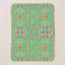 Retro Oranje en Lime Groen Abstract Patroon Sherpa Deken