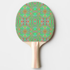 Retro Oranje en Lime Groen Abstract Patroon Tafeltennisbatje