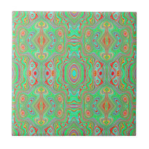 Retro Oranje en Lime Groen Abstract Patroon