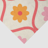 Retro oranje en roze bloemen op Ogee patroon Tissuepapier (Detail)