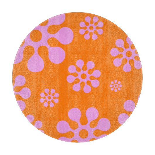 Retro Oranje en roze karton Snijplank (Voorkant)