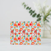 Retro Oranje en Turquoise Stippen Briefkaart (Staand voorkant)
