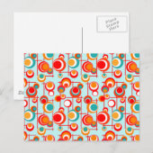 Retro Oranje en Turquoise Stippen Briefkaart (Voorkant / Achterkant)
