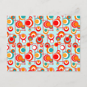Retro Oranje en Turquoise Stippen Briefkaart