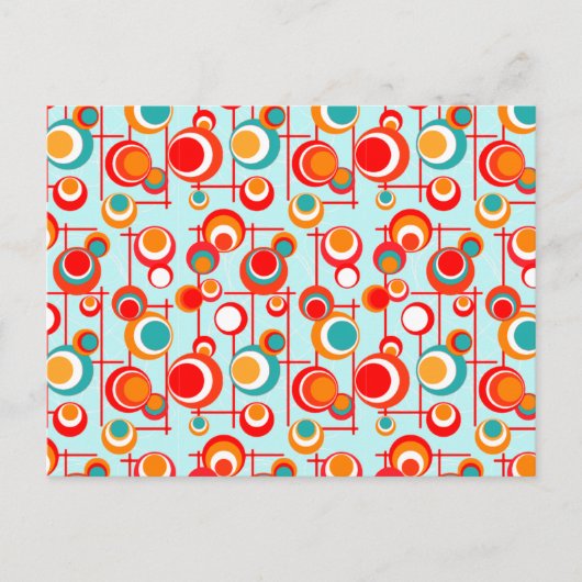 Retro Oranje en Turquoise Stippen Briefkaart (Voorkant)