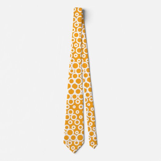 Retro Oranje en White Polka Dot Pattern Stropdas (Voorkant)