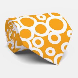 Retro Oranje en White Polka Dot Pattern Stropdas