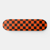 Retro Oranje en Zwarte Checker Skateboard (Horizontaal)
