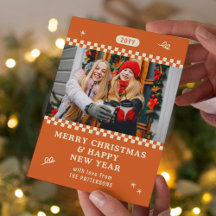 Retro Oranje Familie Foto Kerstmis