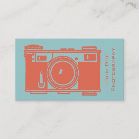 Retro Oranje  Film Camera Fotografie Visitekaartje (Voorkant)