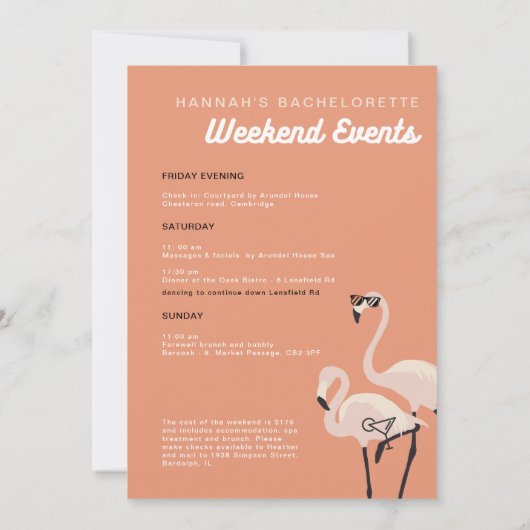 Retro Oranje Flamingo Laatste Flamingle vrijgezell Kaart (Achterkant)