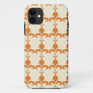 Retro Oranje Fleur-De-Lis Pattern Case-Mate iPhone Case