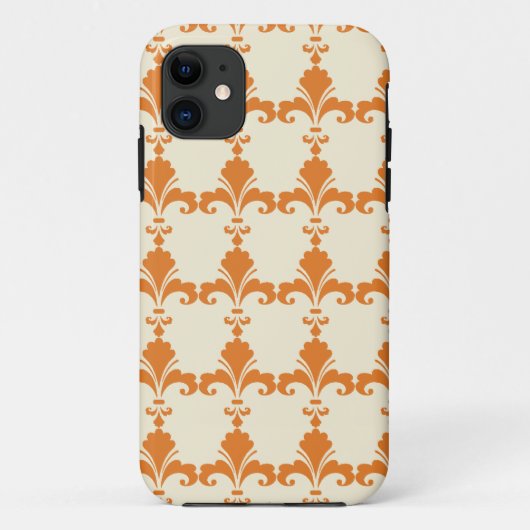 Retro Oranje Fleur-De-Lis Pattern Case-Mate iPhone Case (Achterkant)