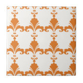 Retro Oranje Fleur-De-Lis Pattern Tegeltje (Voorkant)