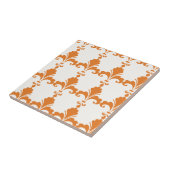 Retro Oranje Fleur-De-Lis Pattern Tegeltje (Zijkant)