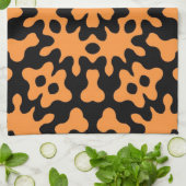 Retro Oranje Floral Abstracte kunst Theedoek (Gevouwen)