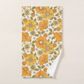  Retro Oranje Floral Patroon Bad Handdoek (Handdoek)