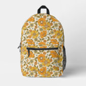  Retro Oranje Floral Patroon Bedrukte Rugzak (Voorkant)