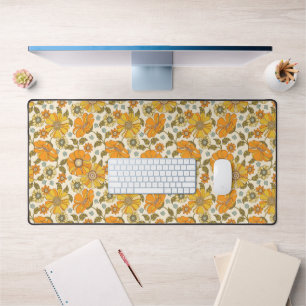  Retro Oranje Floral Patroon Bureaumat