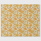  Retro Oranje Floral Patroon Cadeaupapier (Vlak)