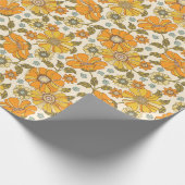  Retro Oranje Floral Patroon Cadeaupapier (Hoek)
