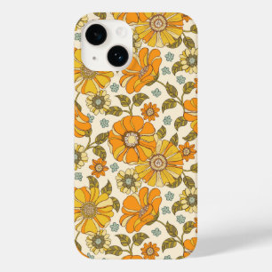  Retro Oranje Floral Patroon Case-Mate iPhone 14 Hoesje