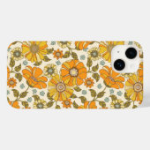  Retro Oranje Floral Patroon Case-Mate iPhone Case (Achterkant (horizontaal))