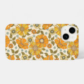  Retro Oranje Floral Patroon iPhone Hoesje (Achterkant horizontaal)