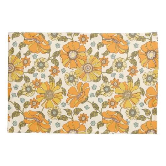  Retro Oranje Floral Patroon Kussensloop (Achterkant)